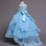 Toddler Girls Embroidery Flowers Sleeveless Formal Lace Trailing Gowns Dress