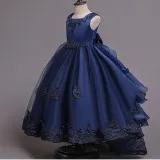 Toddler Girls Embroidery Flowers Sleeveless Formal Lace Trailing Gowns Dress