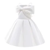 Toddler Girls Sling Off The Shoulder Formal Bow Tie Gowns Dress