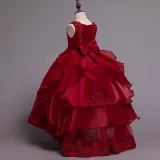 Toddler Girls Embroidery Flowers Sleeveless Formal Lace Trailing Gowns Dress