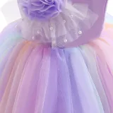 Toddler Girls Flower Tutu Swan Ruffles Short Sleeve Formal Gowns Dress