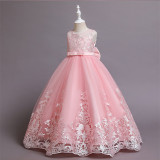 Toddler Flower Girls Embroidery Floral Formal Dress Sleeveless Gowns Dress