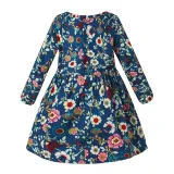 Toddler Girls Cherry Flowers Long Sleeve Casual Dress