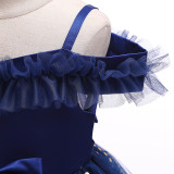 Toddler Girls Sequins Sling Off The Shoulder Formal Gowns Dress