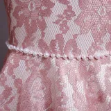 Toddler Girls Flying Sleeve Embroidery Lace Pearls Waist Formal Gowns Dress