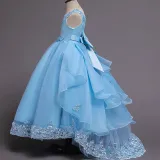 Toddler Girls Embroidery Flowers Sleeveless Formal Lace Trailing Gowns Dress