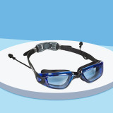 Kids Swimming Goggles Anti-fog Waterproof with Earplugs Eyewear Glasses-Transparent Flat