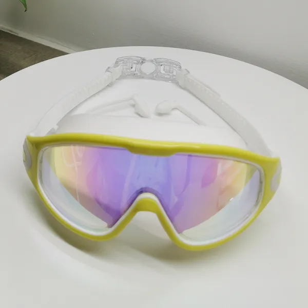 Kids Big Frame Swimming Goggles Diving with Earplugs Anti-fog Waterproof Glasses
