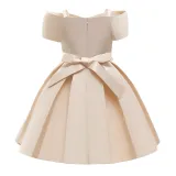 Toddler Girls Sling Off The Shoulder Formal Bow Tie Gowns Dress