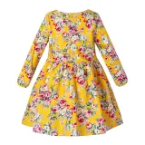 Toddler Girls Cherry Flowers Long Sleeve Casual Dress