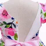 Toddler Girls Flower Formal Dress Flying Sleeve with V-neck Gowns Dress