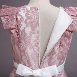 Toddler Girls Flying Sleeve Embroidery Lace Pearls Waist Formal Gowns Dress