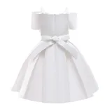 Toddler Girls Sling Off The Shoulder Formal Bow Tie Gowns Dress