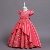 Toddler Girls Embroidery 3D Floral Formal Gowns Dress