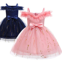 Toddler Girls Sequins Sling Off The Shoulder Formal Gowns Dress