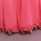 Toddler Girls Flower Flying Sleeve Formal Dress Pearls Gowns Dress