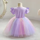 Toddler Girls Flower Tutu Swan Ruffles Short Sleeve Formal Gowns Dress