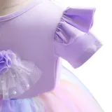 Toddler Girls Flower Tutu Swan Ruffles Short Sleeve Formal Gowns Dress