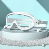 Kids Big Frame Swimming Goggles Diving with Earplugs Anti-fog Waterproof