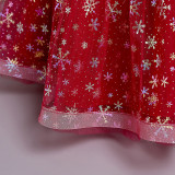 Toddler Girls Embroidery Sequins Snowflakes Formal Dress Gowns Sleeveless Dress