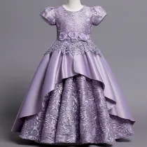 Toddler Girls Embroidery 3D Floral Formal Gowns Dress