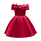 Toddler Girls Sling Off The Shoulder Formal Bow Tie Gowns Dress