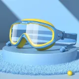 Kids Big Frame Swimming Goggles Diving with Earplugs Anti-fog Waterproof