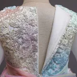 Toddler Girls Embroidery Flowers Rainbow Tutu Bowknot Back Lace Formal Gowns Dress