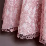 Toddler Girls Flying Sleeve Embroidery Lace Pearls Waist Formal Gowns Dress