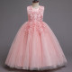 Toddler Girls Embroidery High Waist Sleeveless Lace Formal Gowns Dress