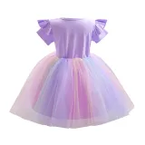 Toddler Girls Flower Tutu Swan Ruffles Short Sleeve Formal Gowns Dress