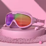 Kids Big Frame Swimming Goggles Diving with Earplugs Anti-fog Waterproof