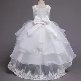 Toddler Girls Embroidery Flowers Sleeveless Formal Lace Trailing Gowns Dress