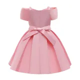 Toddler Girls Sling Off The Shoulder Formal Bow Tie Gowns Dress