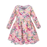 Toddler Girls Cherry Flowers Long Sleeve Casual Dress