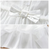 Toddler Girls White Bow Tie Sleeveless Tutu Dress