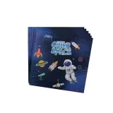 Outer Space Astronauts Theme Birthday Decoration with Tablecloth Tableware Tissue Dinner Plate Paper Cup Set