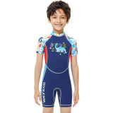 Kid Boys Print Dinosaur Short Sleeve Thickening Diving Suit Swimsuit