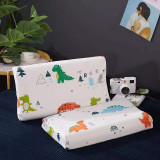 Kids Bed Pillows Natural Latex Dinosaur Cartoon Pillowcase Safe Comfortable Breathable