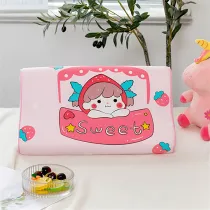 Kids Pillows Natural Latex with Sweet Girls Pattern Pillowcase