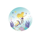 Mermaid Theme Birthday Decoration with Tablecloth Tableware Tissue Dinner Plate Paper Cup Set