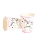 Kids Unicorn Theme Birthday Decoration with Tablecloth Tissue Paper Cup Straw Plate Flag Pulling Set