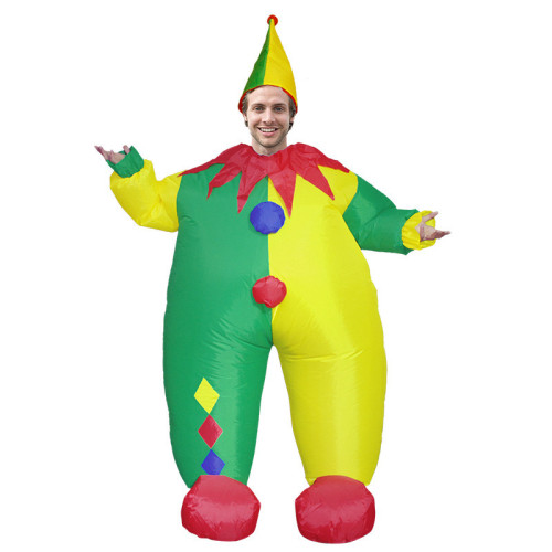 Adult Inflatable Red and Green Clown Halloween Costume Cosplay Suit