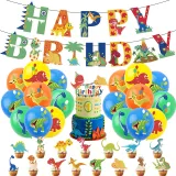 Dinosaur Theme Birthday Decoration with Tablecloth Tableware Tissue Dinner Plate Paper Cup Set
