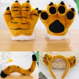 3PCS Animals Dolls Stuffed Plush Toys with Paw &Tail and Headband