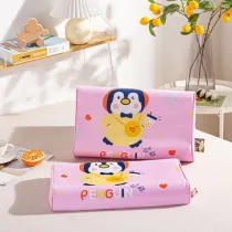 Kids Pillows Natural Latex with Penguin Mouse Elephant Cartoon Pattern Slogan Pillowcase