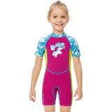Kid Girls Print Unicorn Short Sleeve Thickening Diving Suit Swimsuit