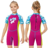 Kid Girls Print Unicorn Short Sleeve Thickening Diving Suit Swimsuit