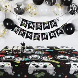 Color Game Handle Theme Birthday Decoration with Tablecloth Tableware Tissue Dinner Plate Paper Cup Set