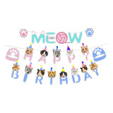 Pet Cat Theme Birthday Decoration with Tablecloth Tableware Tissue Dinner Plate Paper Cup Set